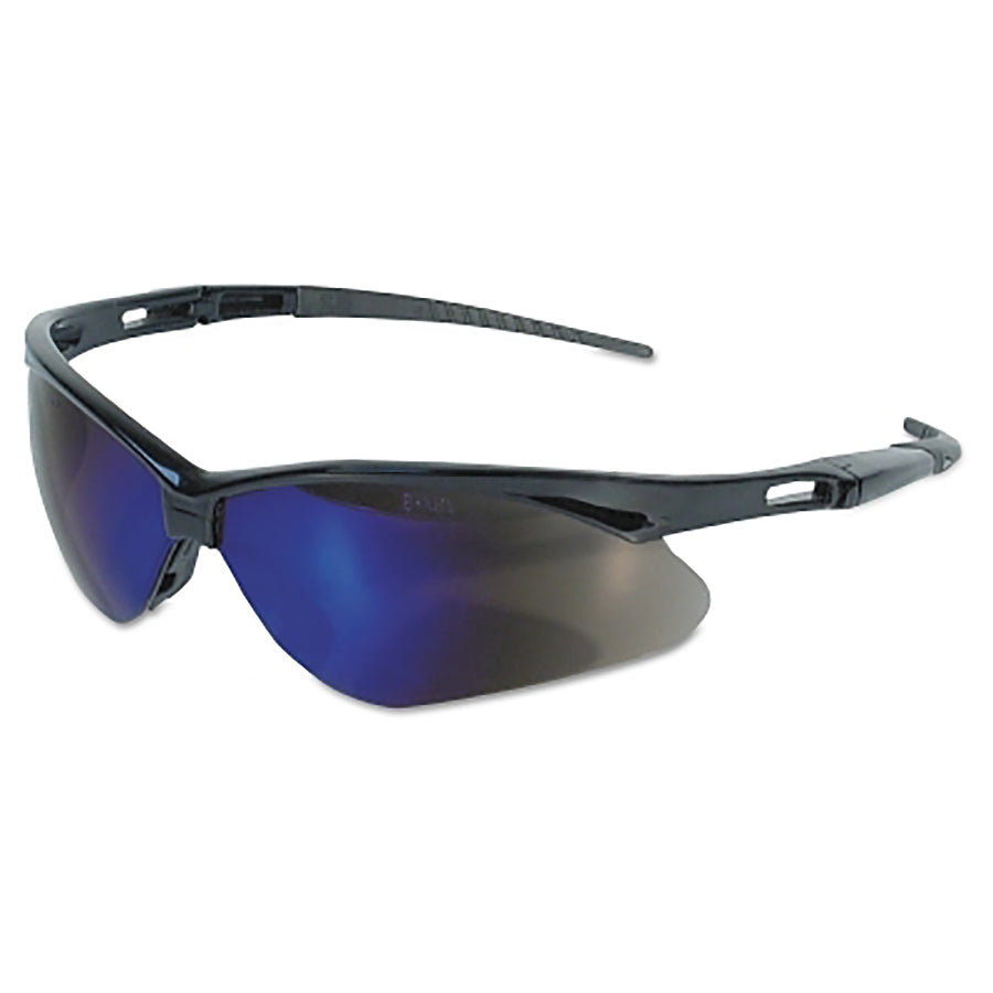 V30 Nemesis™ Safety Glasses, Blue Mirror, Polycarbonate Lens, Mirror, Black Frame/Temple, Nylon